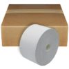 A roll of paper in front of a box.